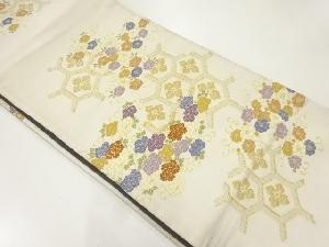 アンティーク　亀甲に花唐草模様刺繍昼夜帯（材料）